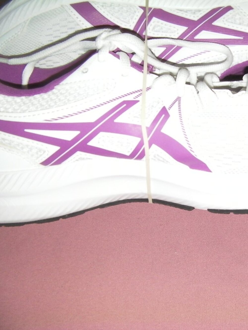 ASICS Women's White Athletic Running Shoes with Purple Accents